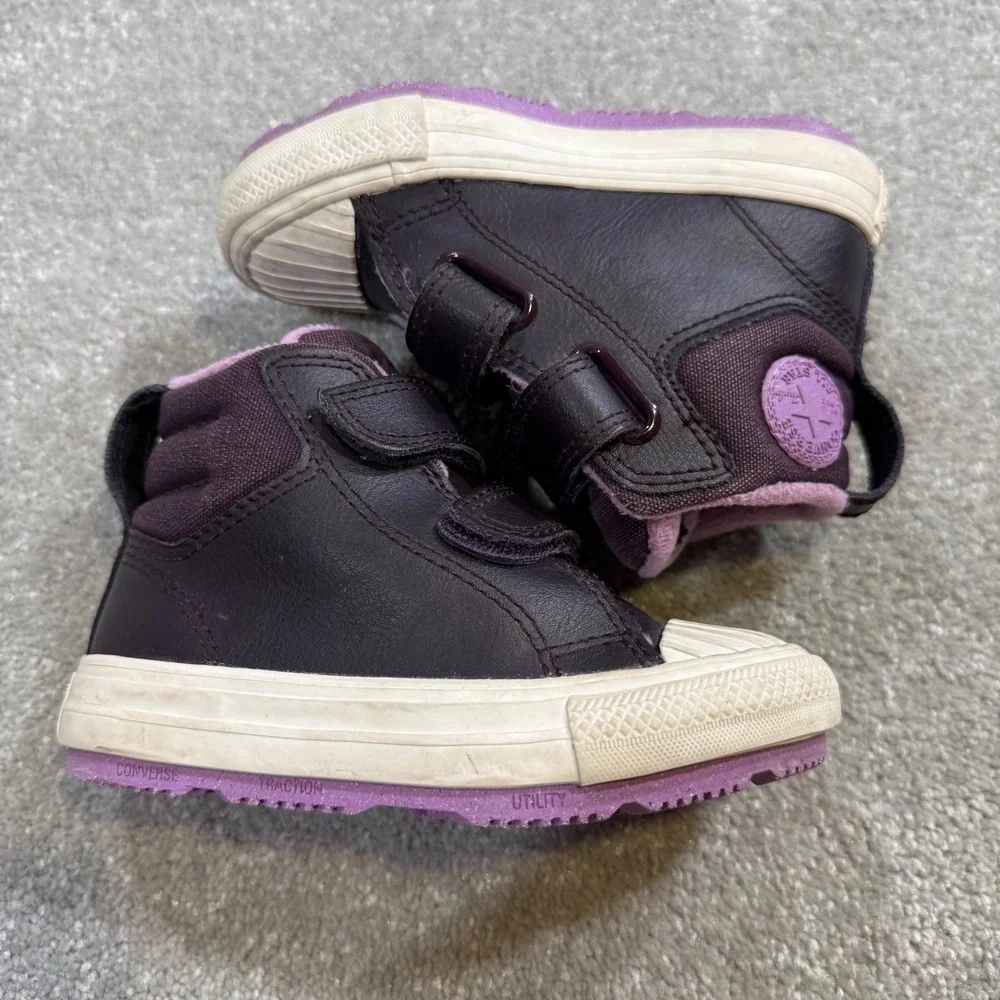 Converse Chuck Taylor All Star‎ Berkshire Sneaker Boot  Purple Leather Toddler 7
